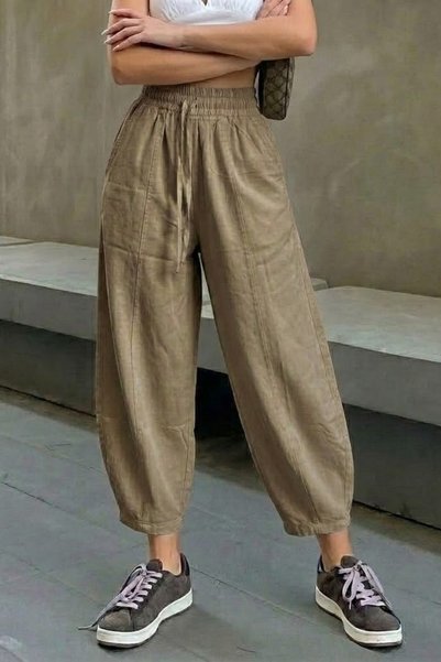 Women's Mink Shalwar Trousers with Elastic Waist
