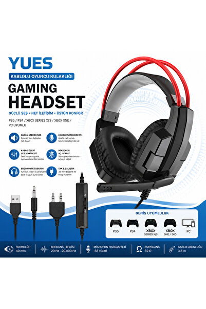 Жичени гејмерски слушалки PS5 PS4 Xbox Series X/S Xbox One компатибилни, стерео гејмерски слушалки со микрофон и контрола на јачина на звук