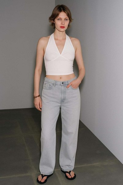 Halter Neck Stretchy Knitted Blouse