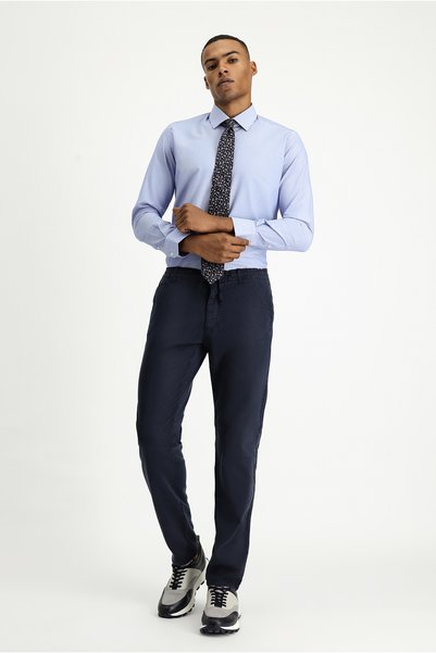 Long Sleeve Slim Fit Classic Collar Cotton Easy-Iron Patterned Shirt