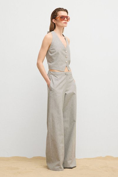 Fashion Passion Striped Linen Wide-Leg Pants