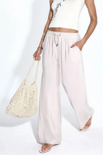 Elastic Waist Straight Leg Modal Buttoned Trousers