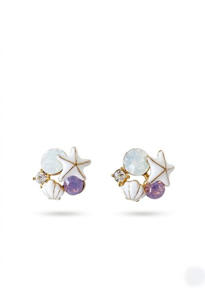 Sea Star and Oyster Figured Stone Marine Earrings