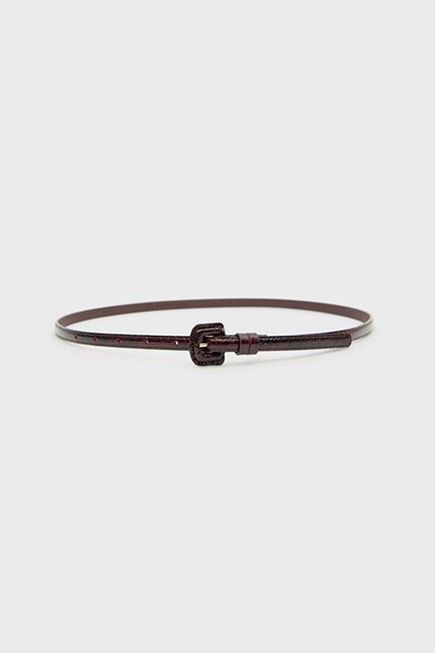 Mert Aslan Burgundy Crocodile Leather Belt