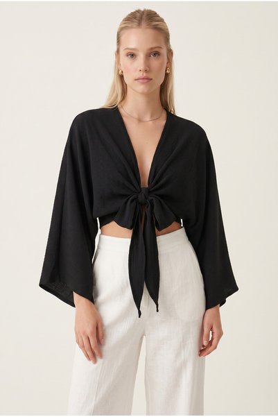 Women's Tieable Flexible Fabric Kimono Vz-111111111