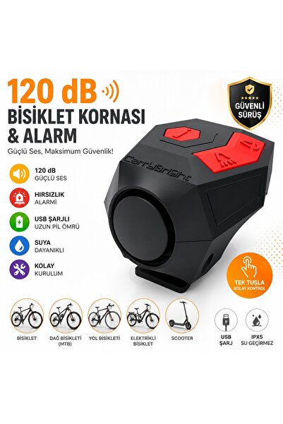 🚴HpyTech 120 dB USB велосипедска сирена на полнење и аларм против кражба 🚴