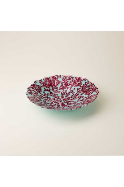 Deco Mercan Decorative Plate - Turquoise / Red - 40 cm