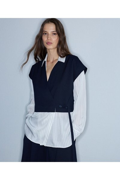 Two-piece look shirt jacket