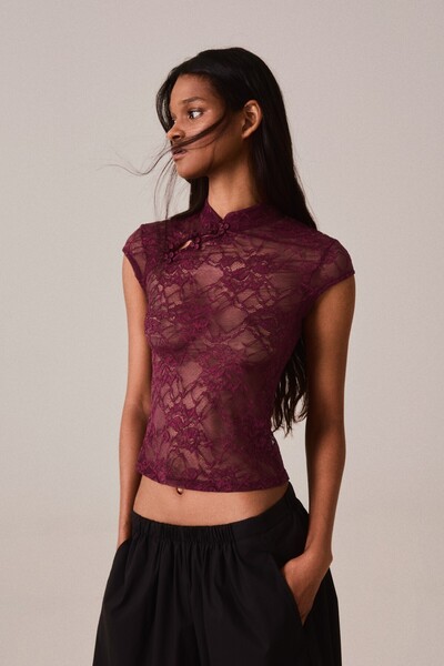 Fancy Buttoned Lace Top