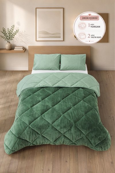 Premium Double-Sided Wellsoft Quilt Set Double Size 195X215 cm – 2 Pillowcases Included