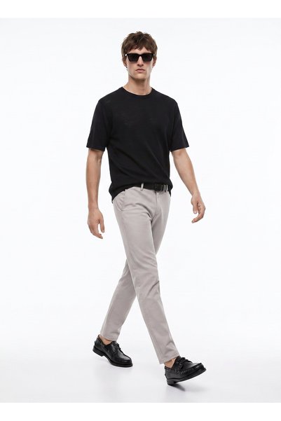 Gray Men's Slim Fit Trousers Ace001262039