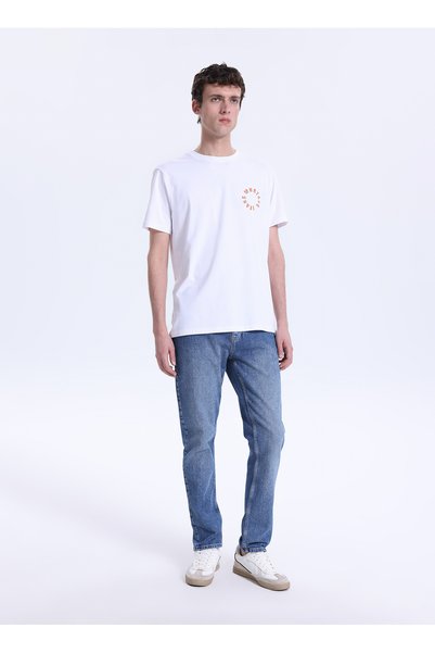 Normal Waist Slim Fit Light Blue Men's Denim Trousers Vegas Slim-1557