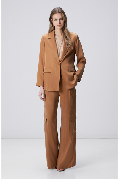 Camel Cargo Pocket Cupro Trousers