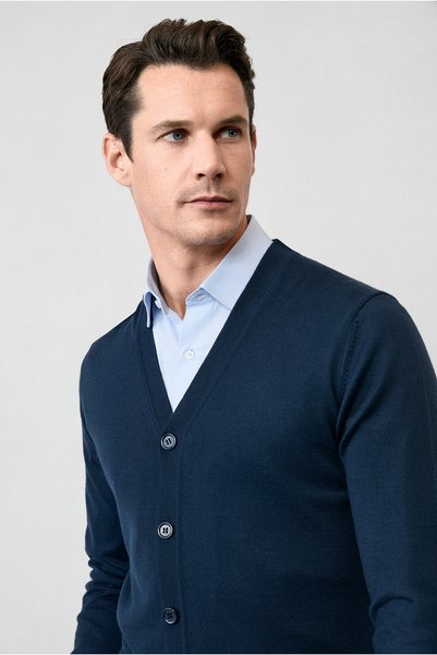 V-Neck Buttoned Wool Knitted Sweater Cardigan
