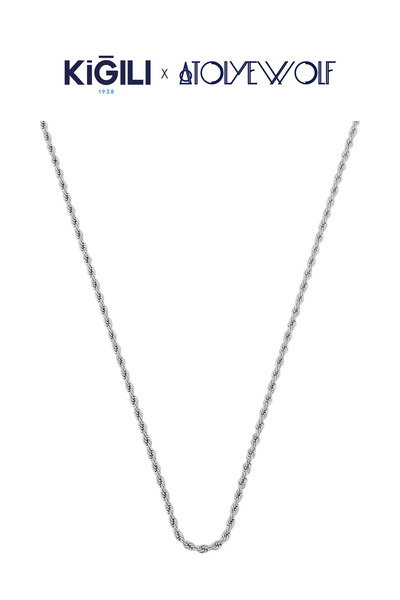 Stainless Steel Silver Plated Twisted Chain Necklace X Atolyewolf