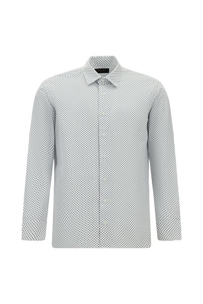 Long Sleeve Slim Fit Slim Fit Printed Cotton Shirt