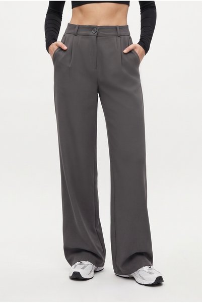 Lycra Series Flexible Anthracite Palazzo Trousers with Elastic Waist