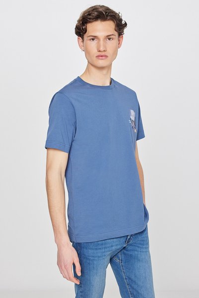 100% Cotton Regular Fit Regular Cut Crew Neck Logo Detailed T-Shirt