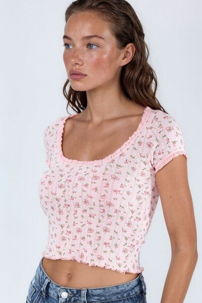 Busem Floral U-Neck Flounce Blouse
