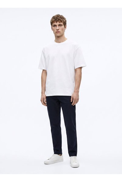 Navy Blue Men's 100% Cotton Slim Fit T-Shirt Gu26Mss03011