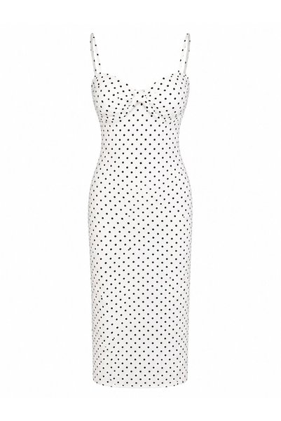 White Strappy Polka Dot Dress - 2Y5091
