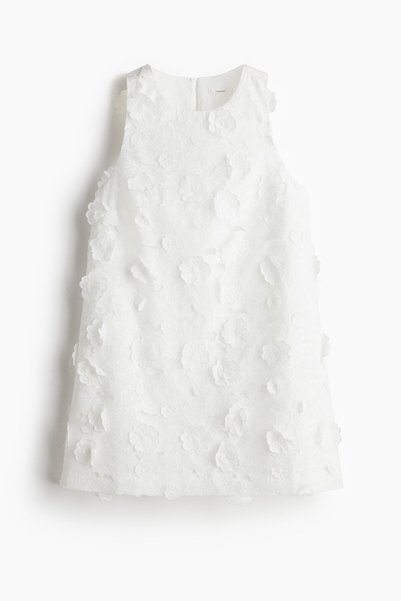 Linen Blend and Applique Sleeveless Dress