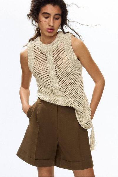 Stylish Shorts with Linen Blend