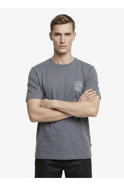 Gray Men's Regular Fit Patterned T-Shirt Te_Structure