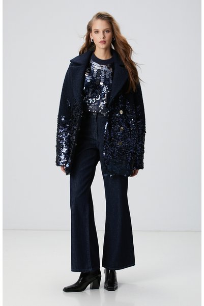 Dark Indigo Blue Wide Leg Denim Pants