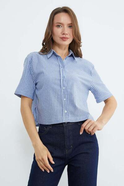 Striped Oversize Crop Shirt