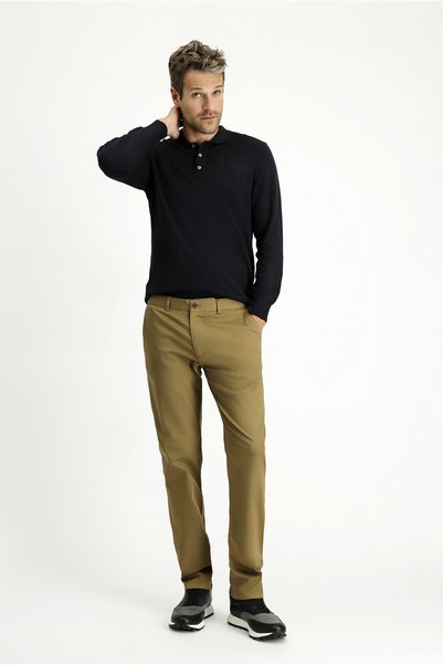 Regular Fit Standard Cut Lycra Canvas / Chino Trousers