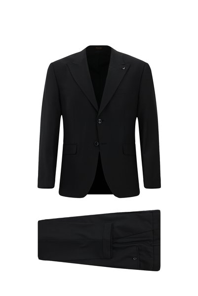 Regular Fit Pointed Collar Plain Dobby Woolen Classic Suit