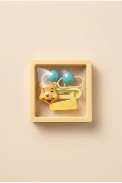 Teddy Bear Figured Plastic Boxed Buckle Set Yellow