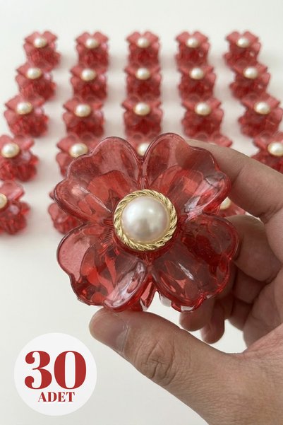 Women's Red Floral Clasp Buckle 30 Pieces