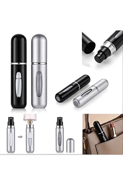 5ml шишенце за парфем со лесно полнење 2 ПАРЧИЊА (ЦРНО+СИВО)
