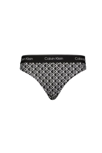 Women's Brand Logo Elastic Waistband Black-White Bikini Bottom