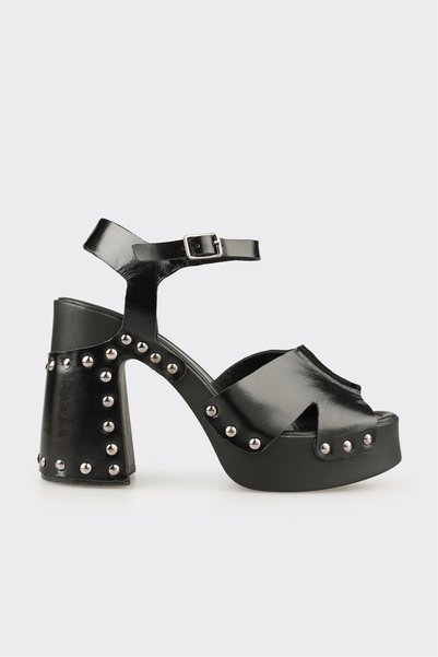 Black Leather Women's Sandals