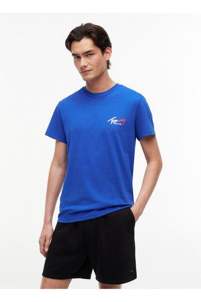 Blue Men's T-Shirt Dm0Dm22538C63 Tjm Slim Sign Chest