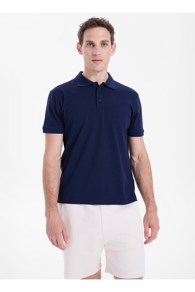 Lemon Navy Blue Men's Polo T-Shirt L6Sm-Tst9524