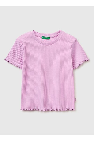 Pink Girls' Ribbed T-Shirt 3F1Ec10N4
