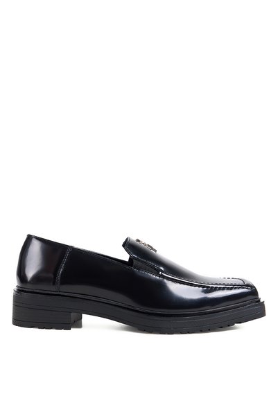 Black Women's Leather Loafers 8Z0045K118