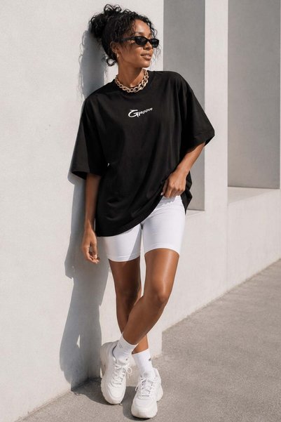 Black Printed Oversize T-Shirt Mg1491