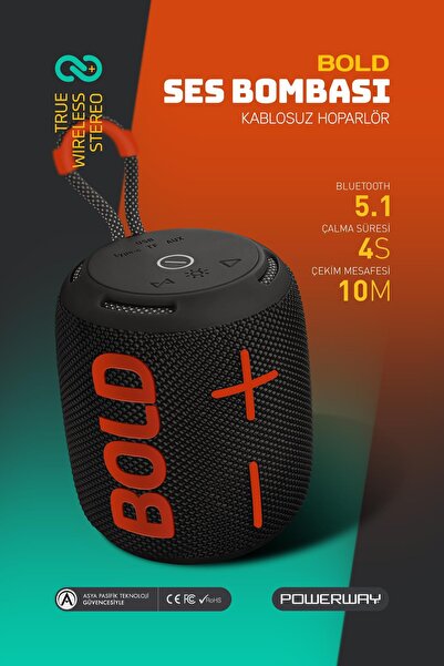 Bold црн пренослив безжичен Bluetooth звучник со висок звук TWS