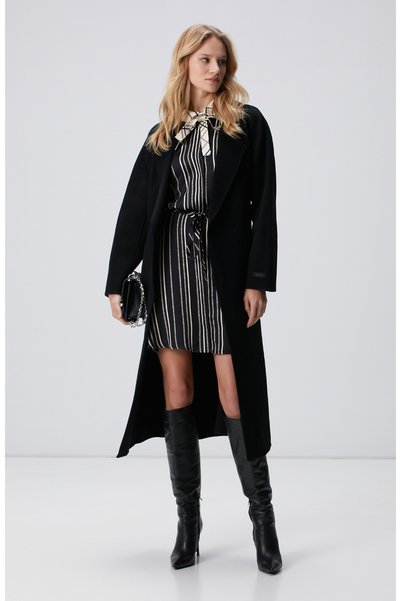 Black and White Striped Shirt Dress