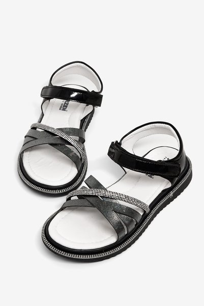 Children's Unisex Black Children's Cross-Tied Sandals