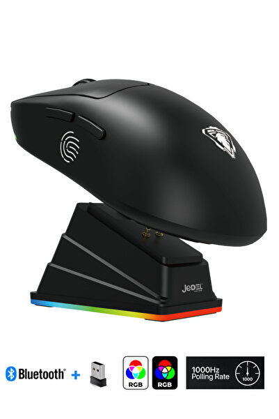 Безжичен RGB ултра лесен 51gr со станица за полнење 6.400 DPI гејмерски глувче Bluetooth + 2.4G + жичен гејмерски глувче
