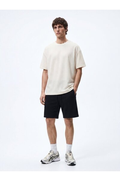 Textured Basic Relaxed Fit White T-Shirt