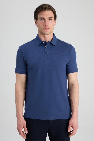 Slim Fit Indigo Pique Textured T-Shirt