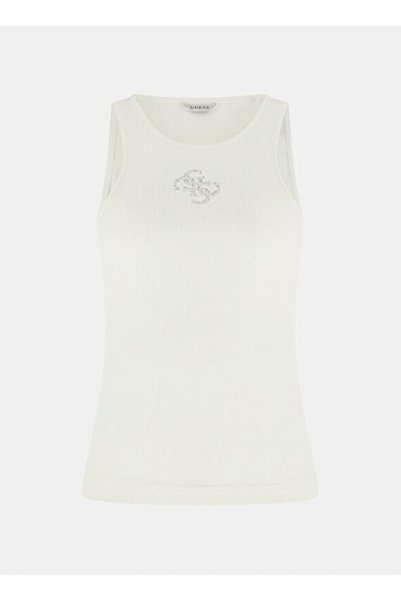 White Women's Slim Fit Ribbed T-Shirt W6Rp39Kd092-G011