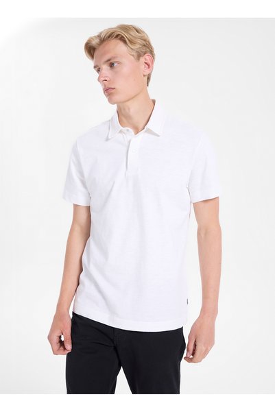 White Men's Regular Fit Polo T-Shirt W2610193100 White Polo T-Shirt